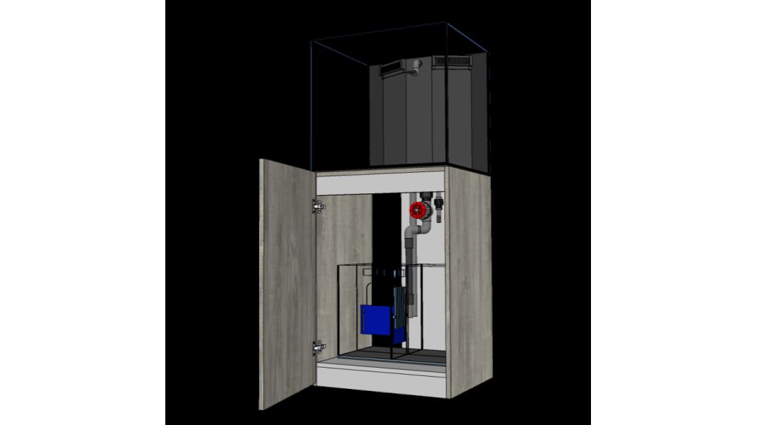 D-D AQUA-Pro Reef 600 Cube Carbon Oak 60x60x60cm Aquariumsystem mit Holzschrank