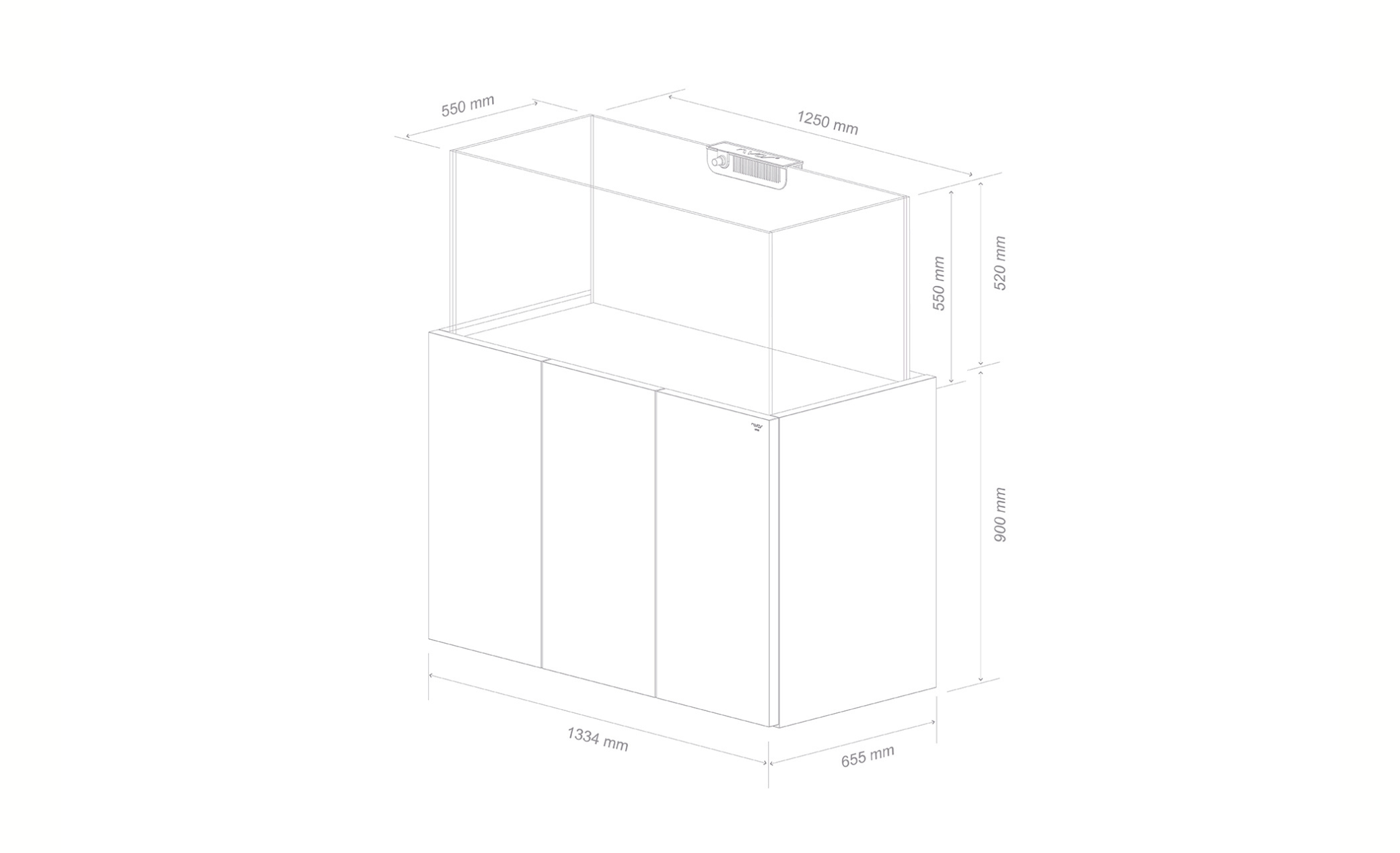 Nyos Opus G2 440 Slim-Line grey (125x55x55cm) 378 Liter
